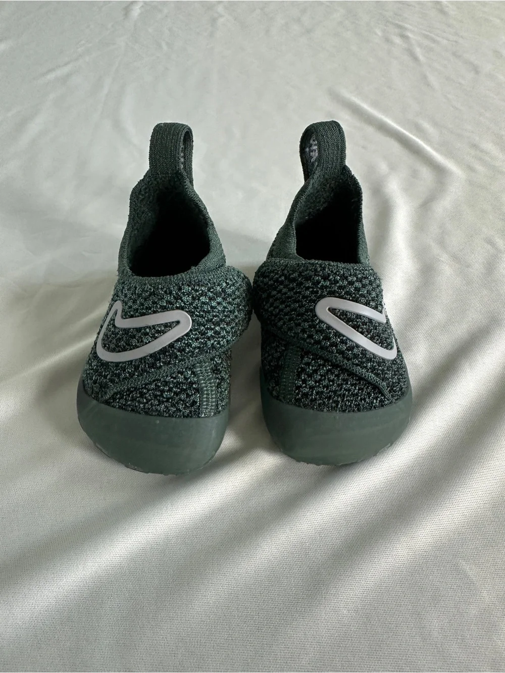 Nike Kids Green Knit Slip-On Shoes with White Swoosh